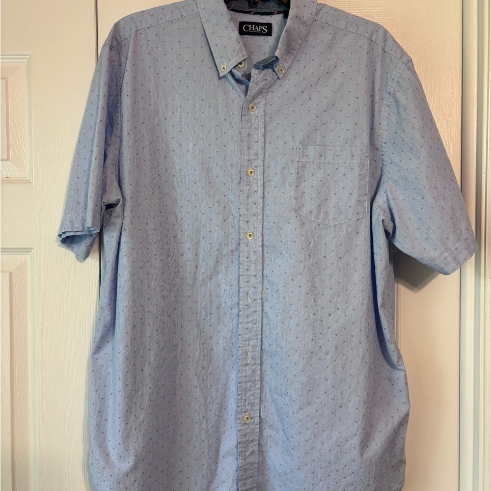 Chaps Blue Casual Button Down Shirt Lightweight Fabric